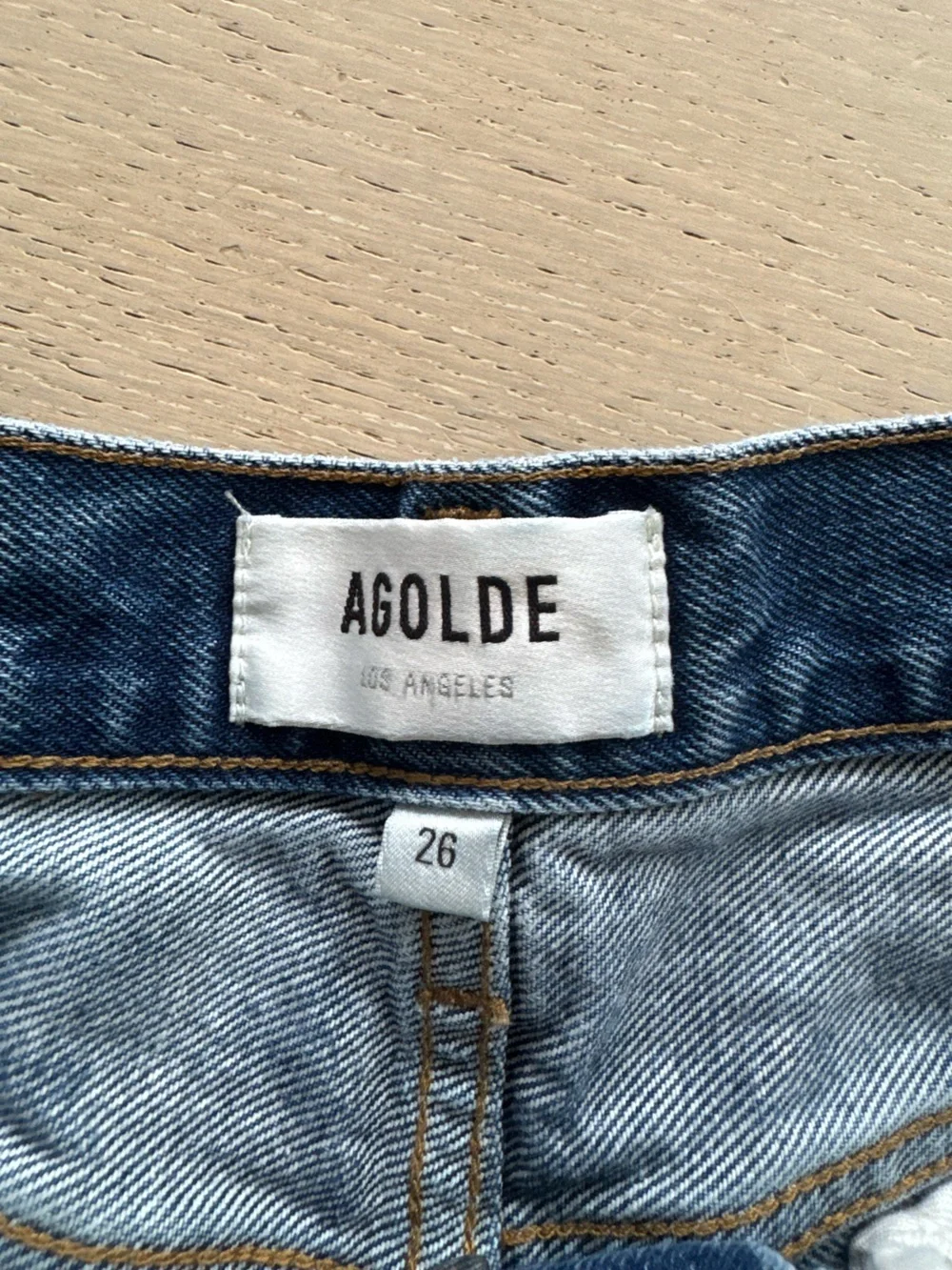 AGOLDE Parker Long Denim Shorts Women’s Size 26 High Rise Button Fly Medium dark